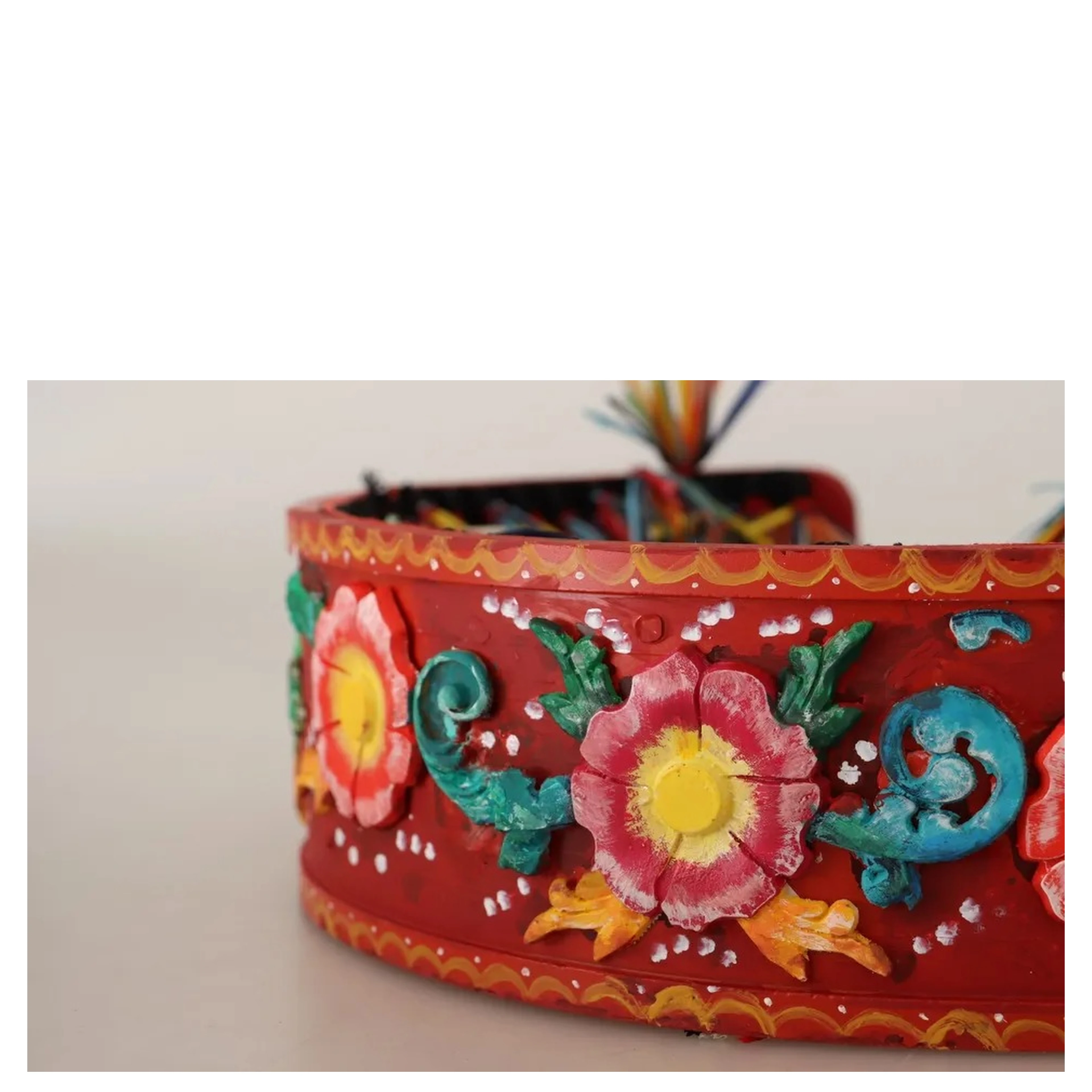Multicolor Floral Wide Waist Carretto Belt