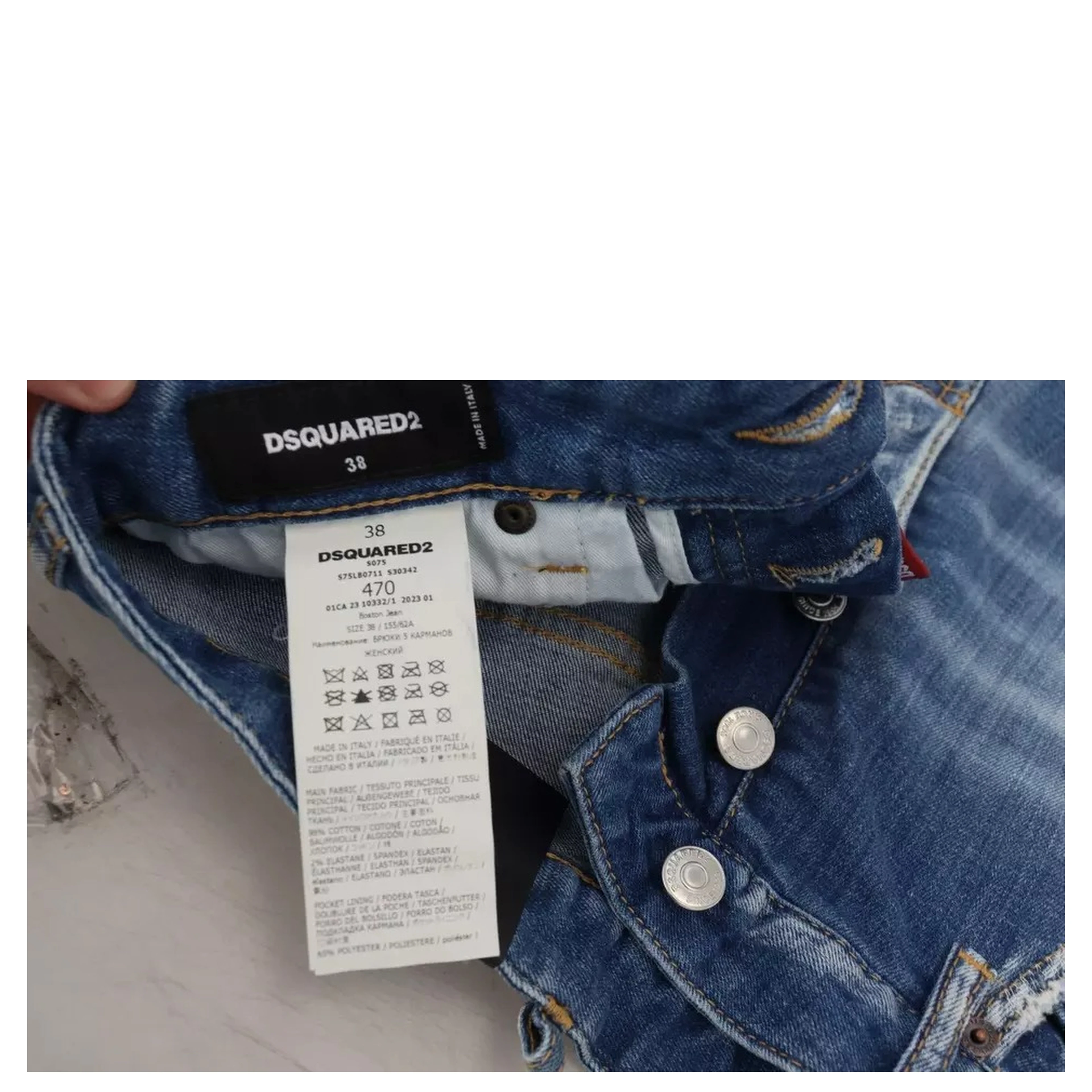 Blue Washed High Waist Straight Denim Boston Jeans