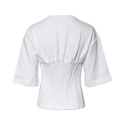 White Cotton Blend Corset Style Blouse Top