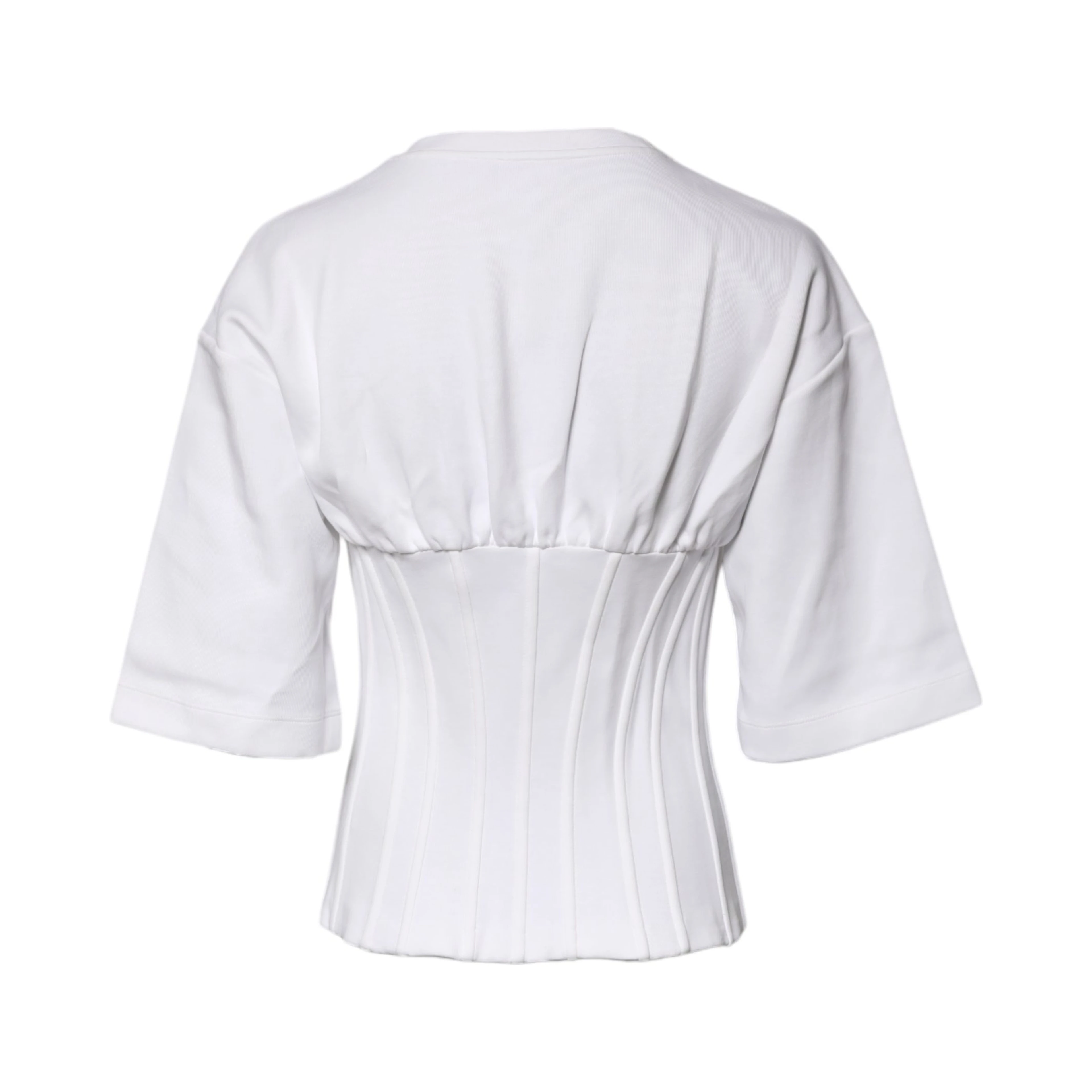 White Cotton Blend Corset Style Blouse Top