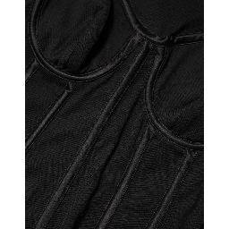 Black Cotton Short Sleeve Bustier T-shirt Top