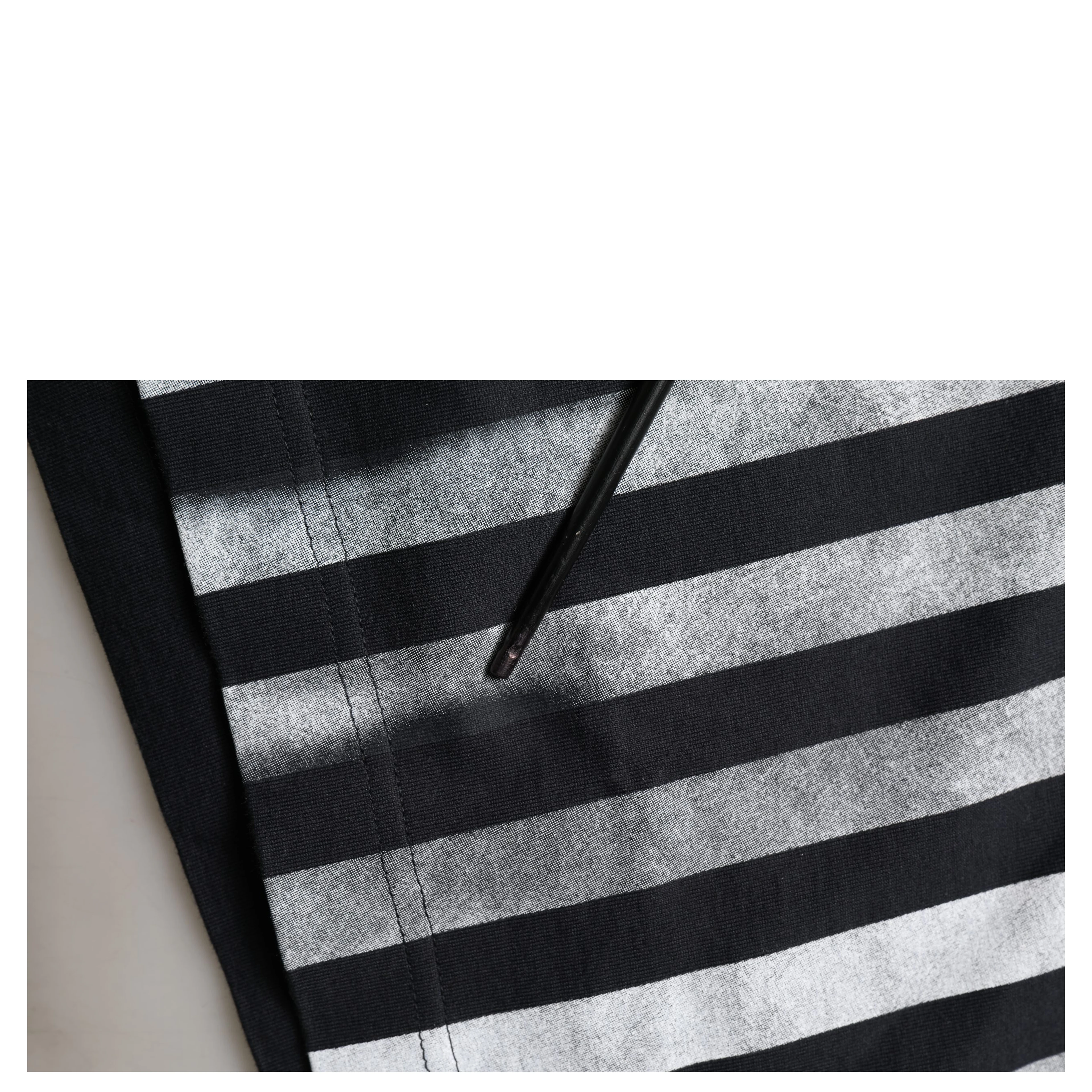 Blue Striped Print Cotton Crew Neck T-shirt