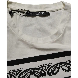 White Bandana Print Cotton CrewNeck T-shirt