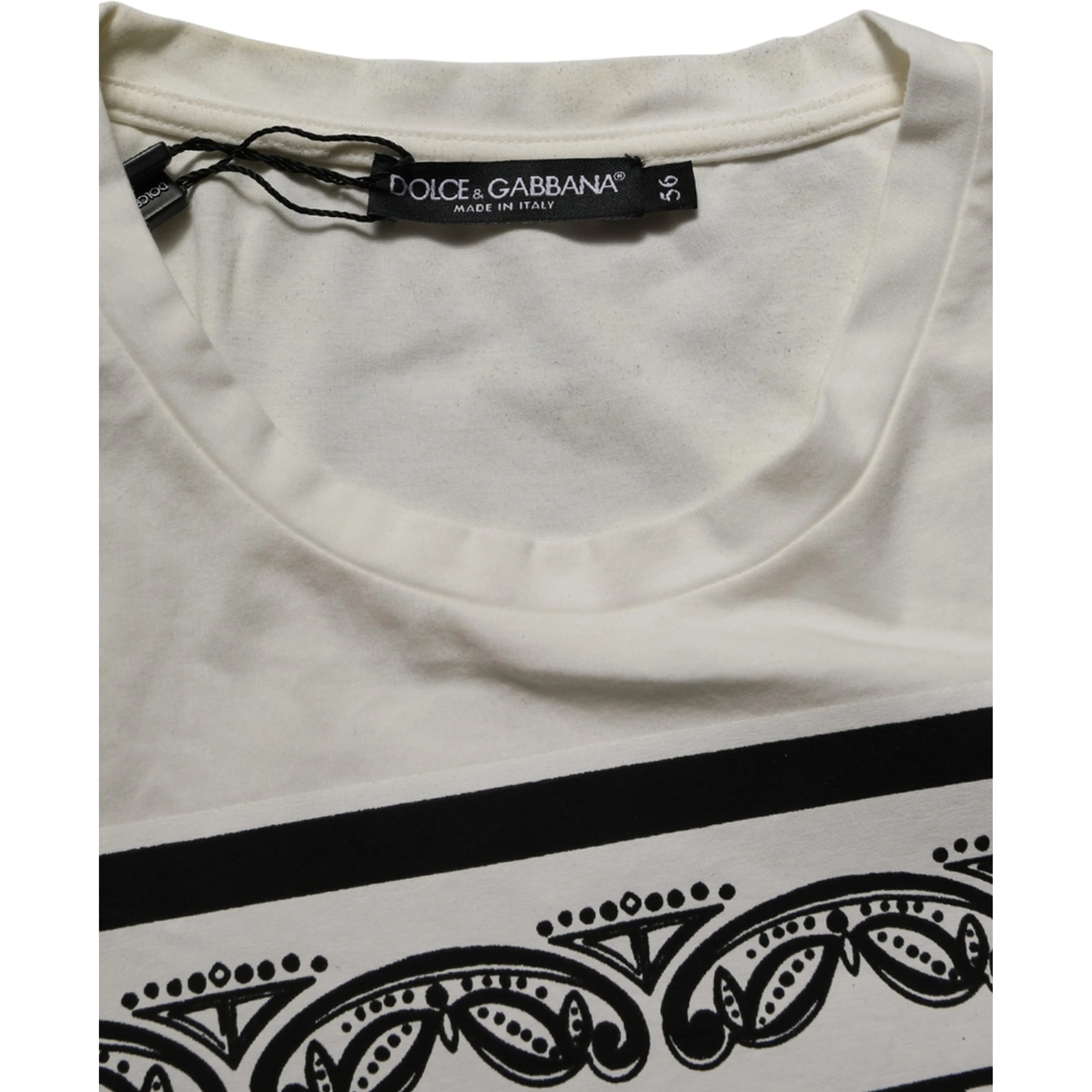 White Bandana Print Cotton CrewNeck T-shirt