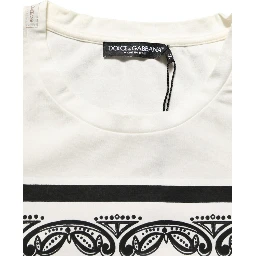 White Bandana Print Cotton Crew Neck T-shirt