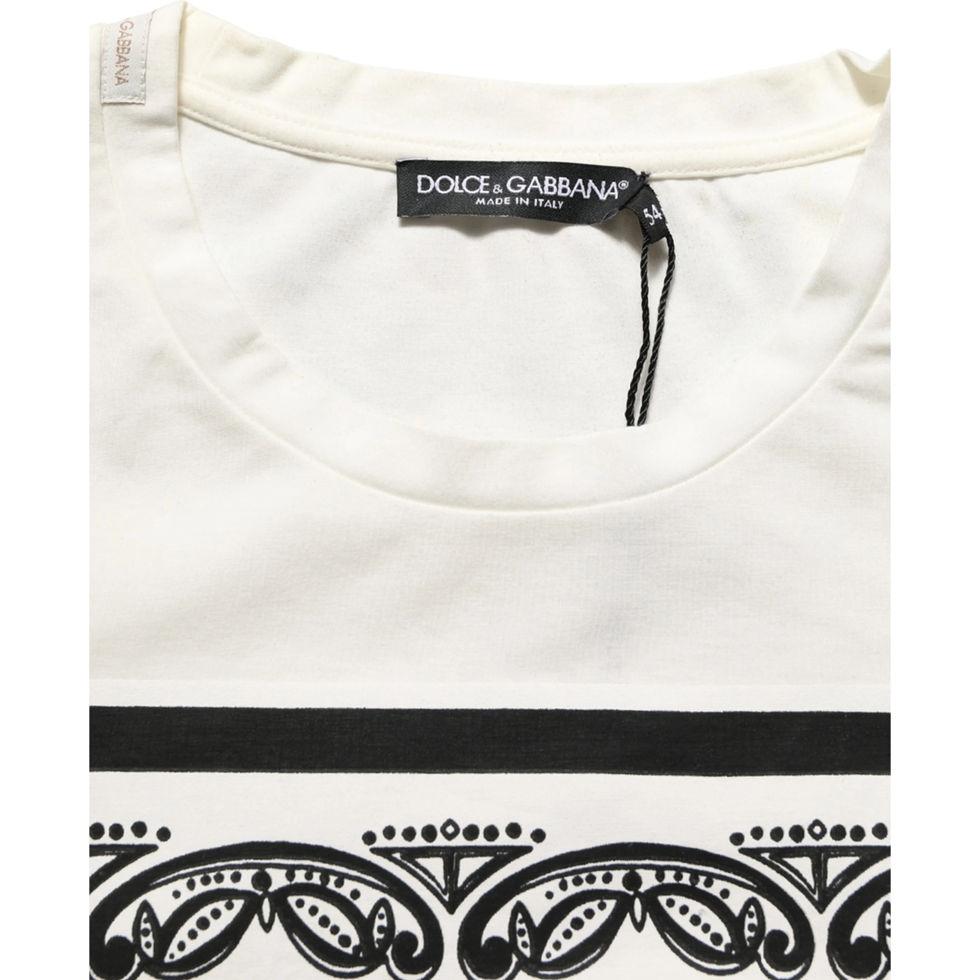 White Bandana Print Cotton Crew Neck T-shirt