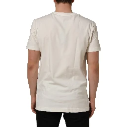 White Bandana Print Cotton Crew Neck T-shirt