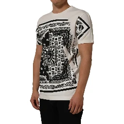 White Bandana Print Cotton Crew Neck T-shirt