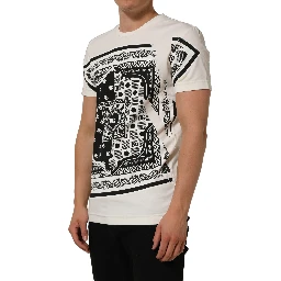 White Bandana Print Cotton Crew Neck T-shirt