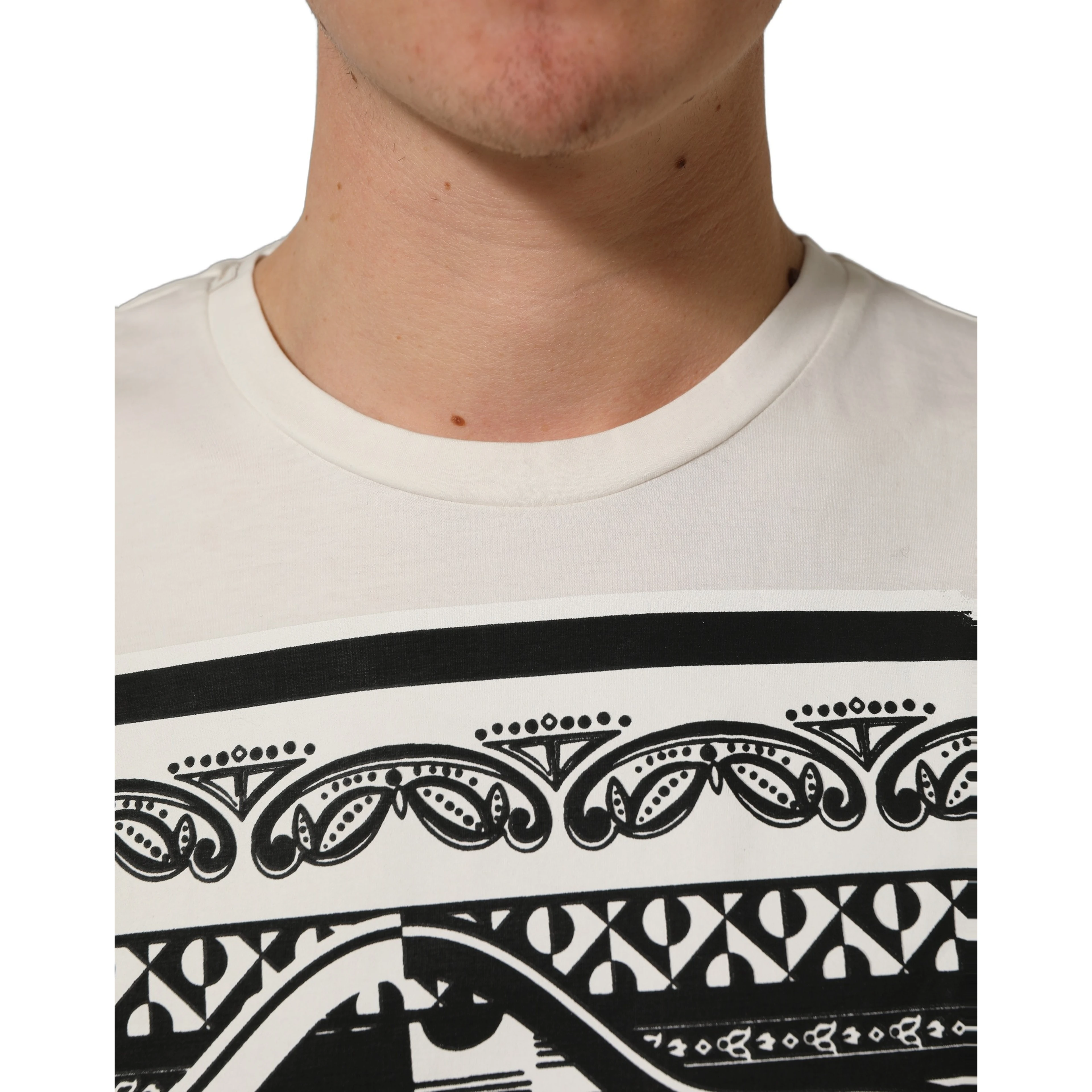 White Bandana Print Cotton Crew Neck T-shirt