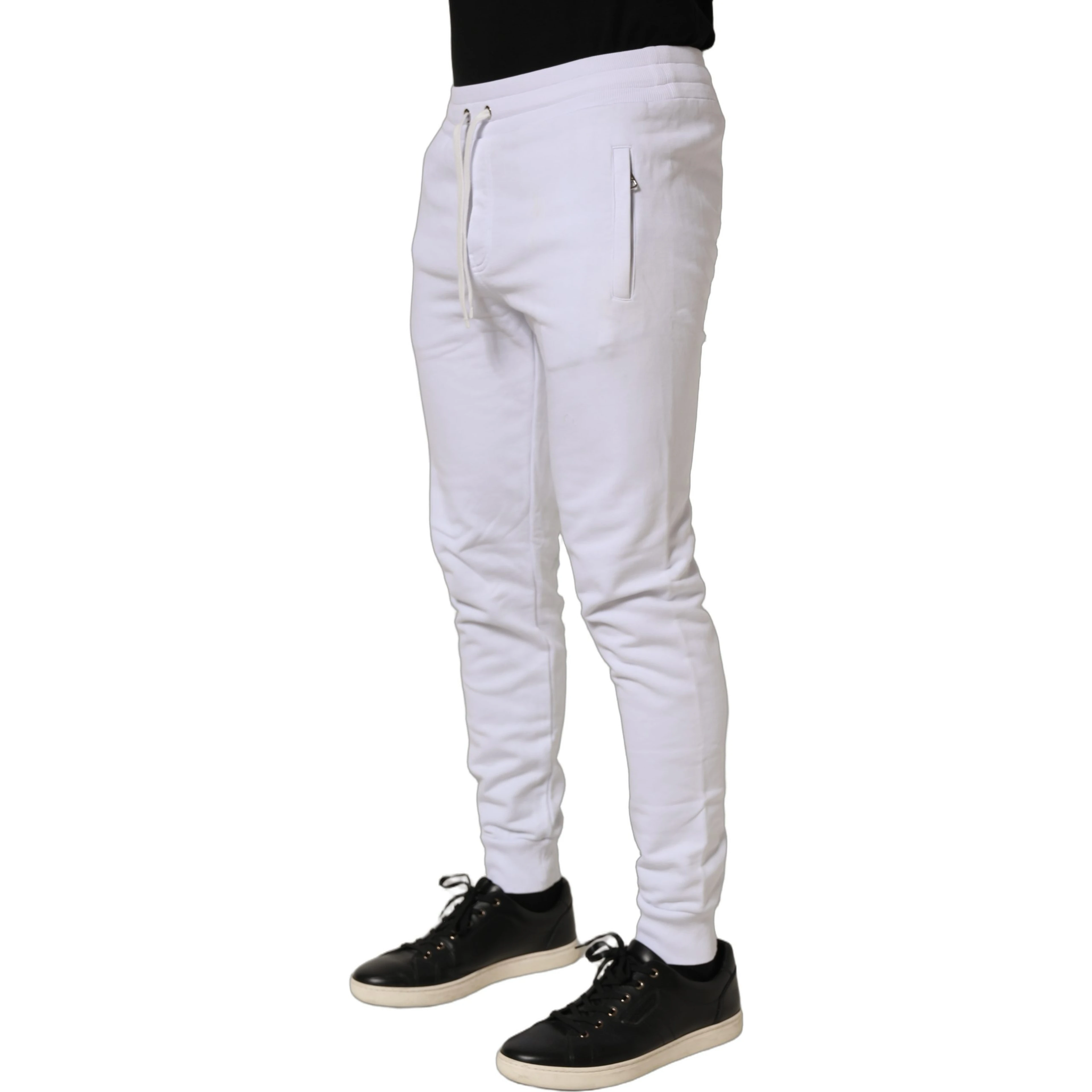 White Cotton Drawstring Jogger Trouser Pants