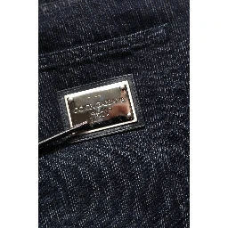 Dark Blue Relaxed Wide Leg Cotton Denim Jeans