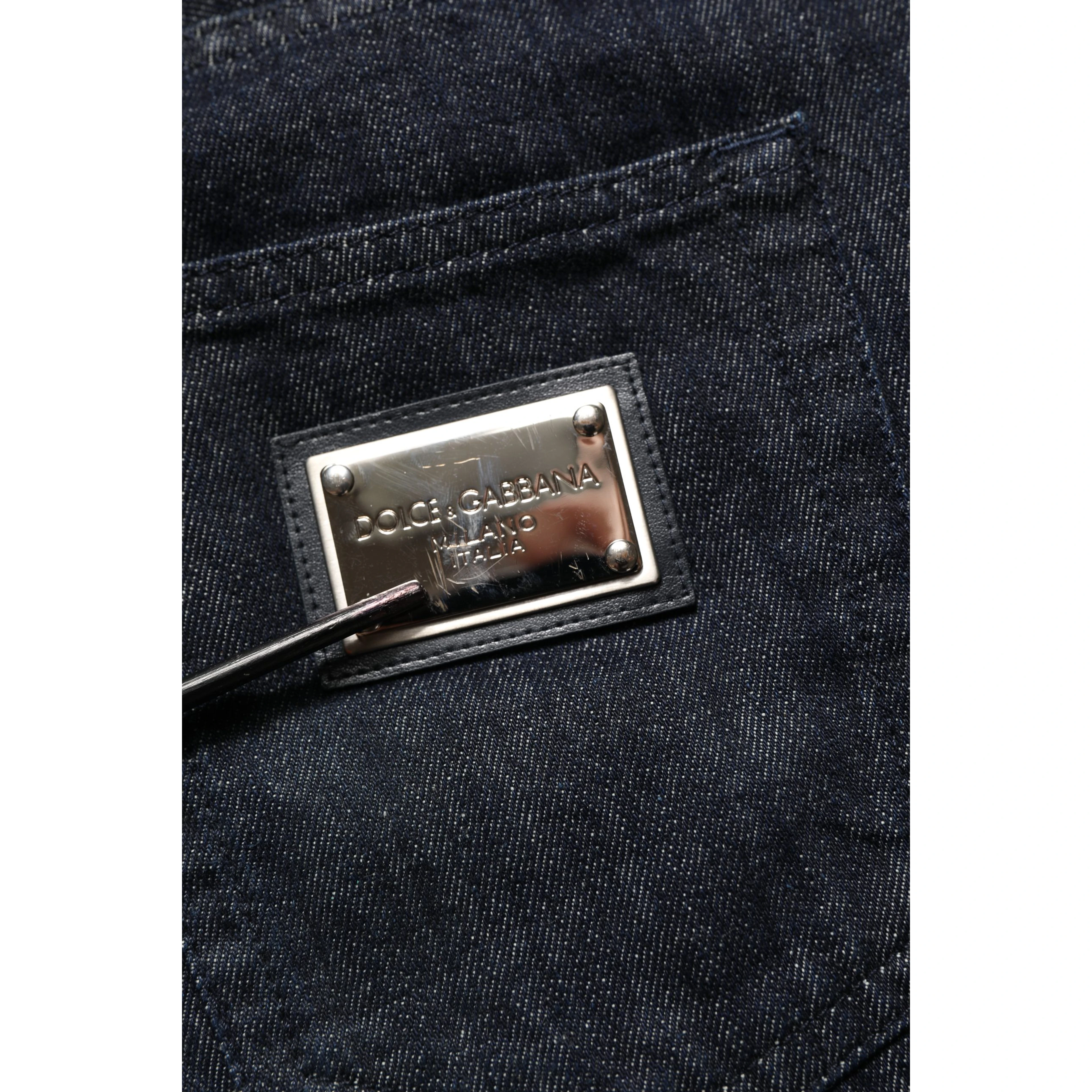 Dark Blue Relaxed Wide Leg Cotton Denim Jeans