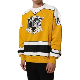 Yellow Crew Neck Jersey Sweatshirt Sweater