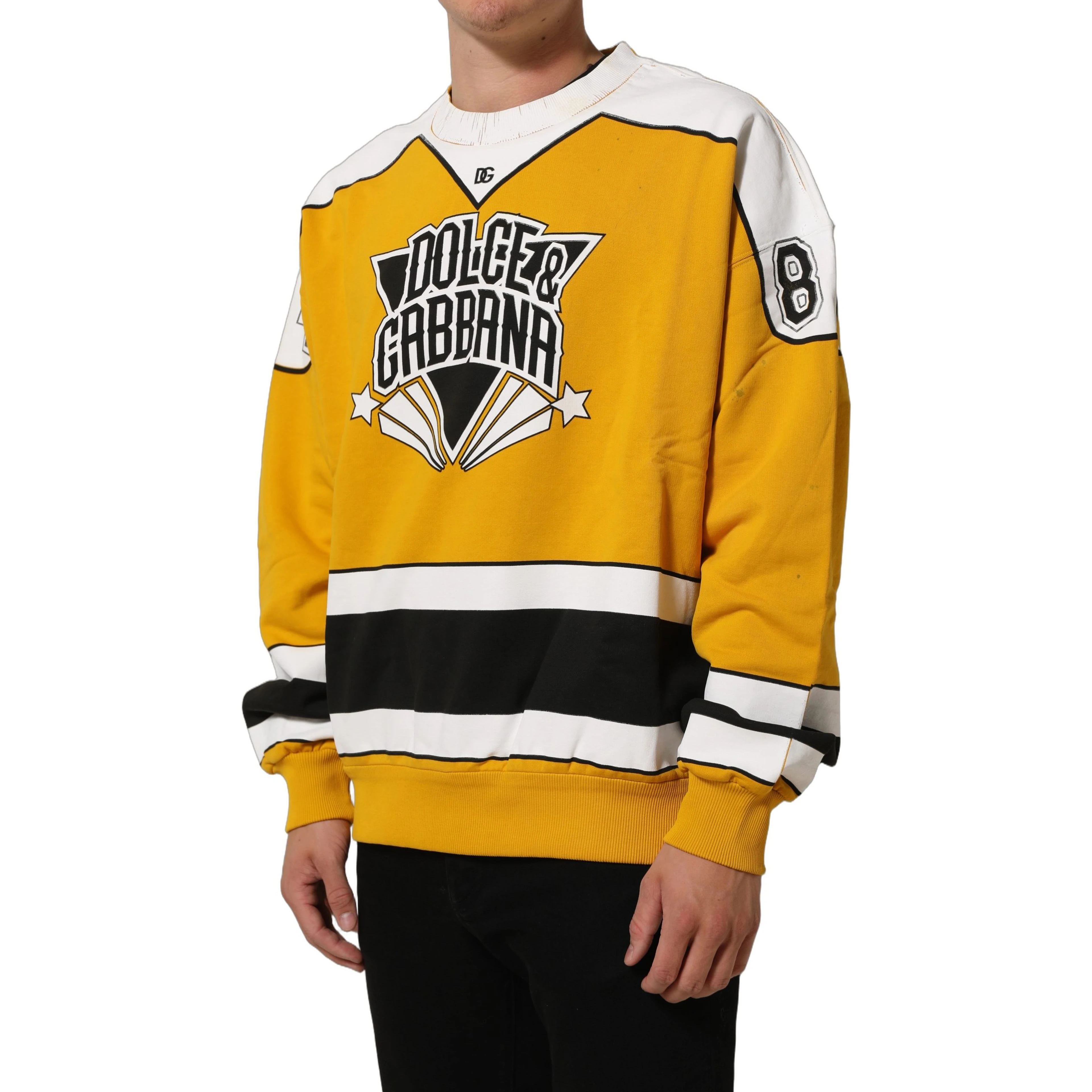 Yellow Crew Neck Jersey Sweatshirt Sweater