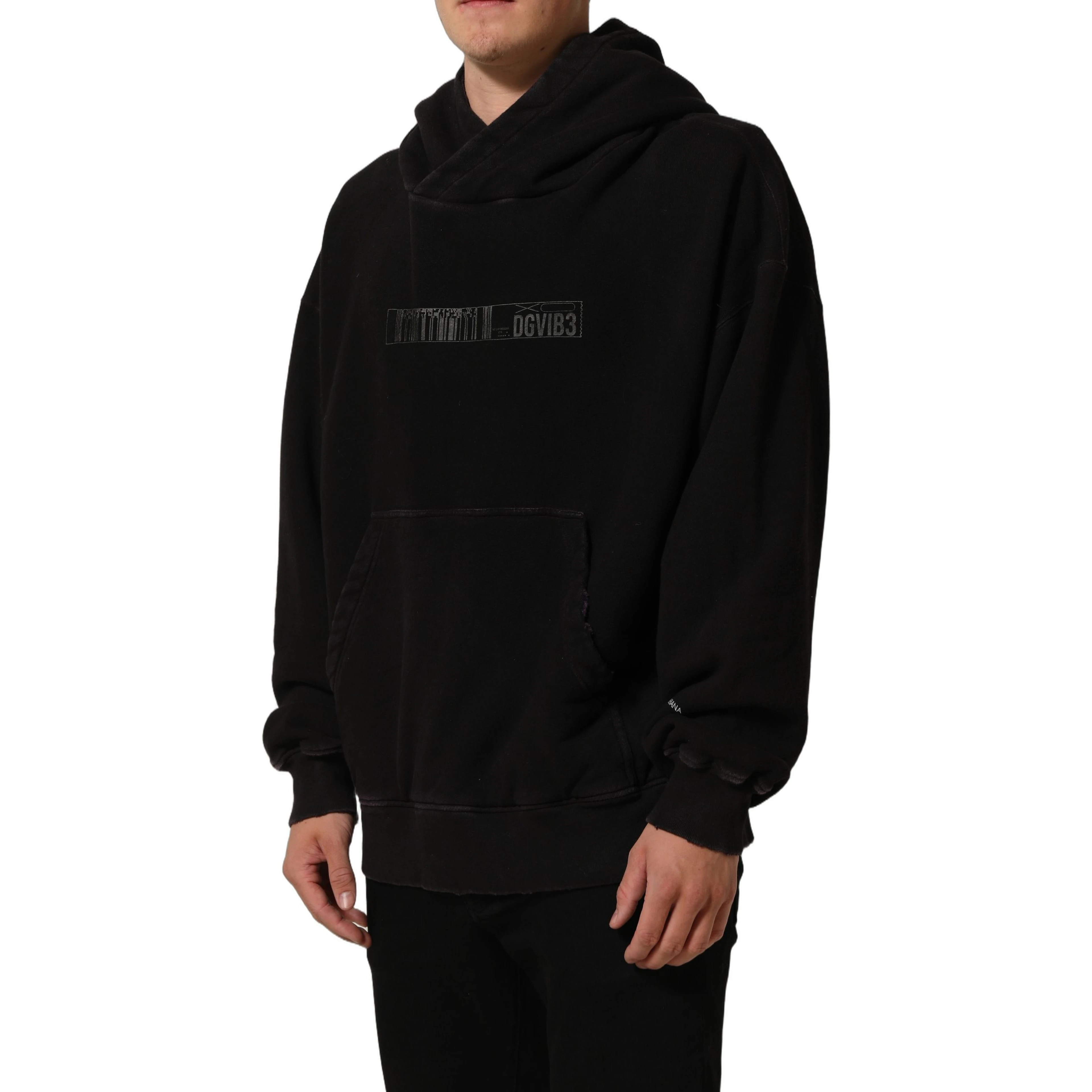 Black Cotton DGVIB3 Hooded Sweatshirt Sweater