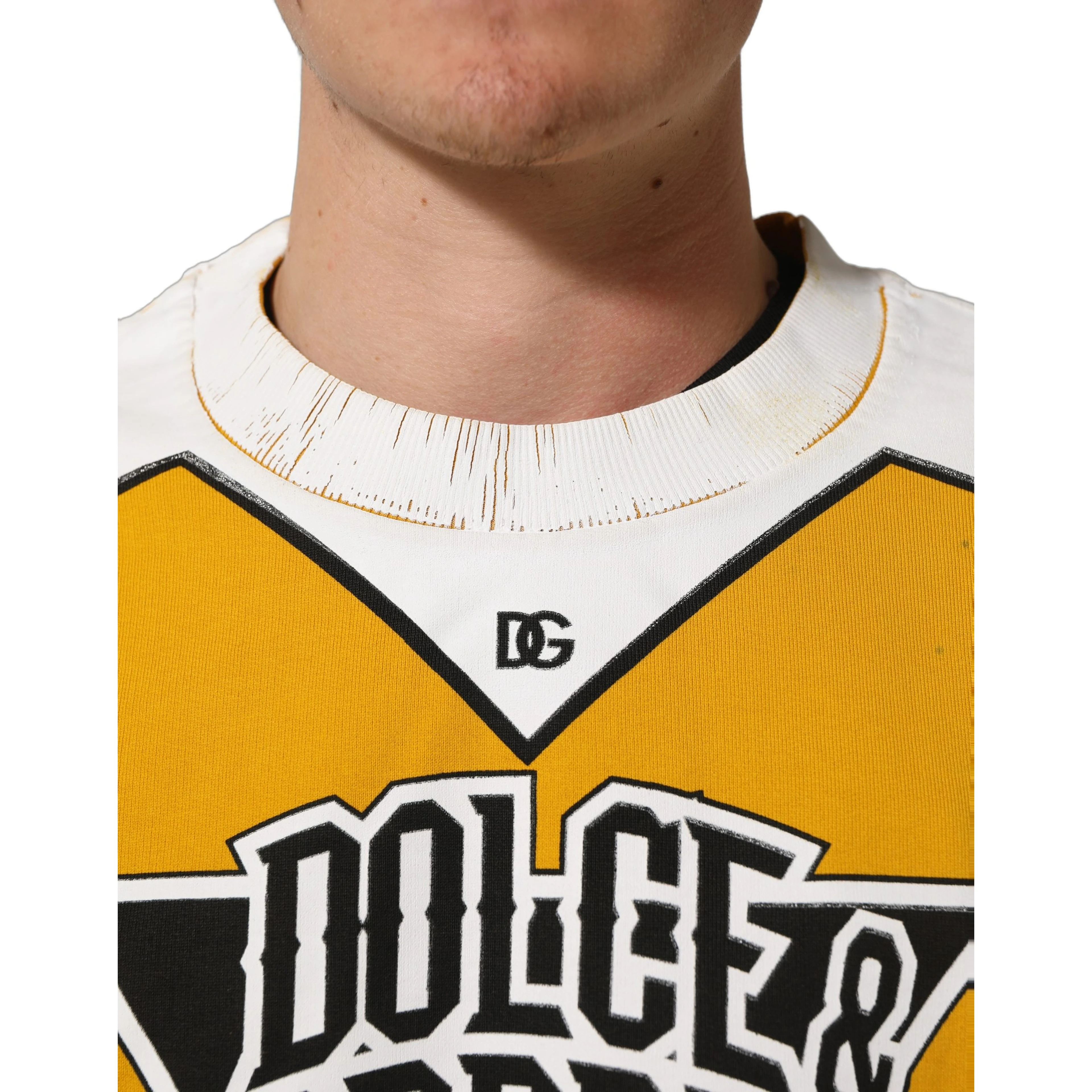Yellow Crew Neck Jersey Sweatshirt Sweater