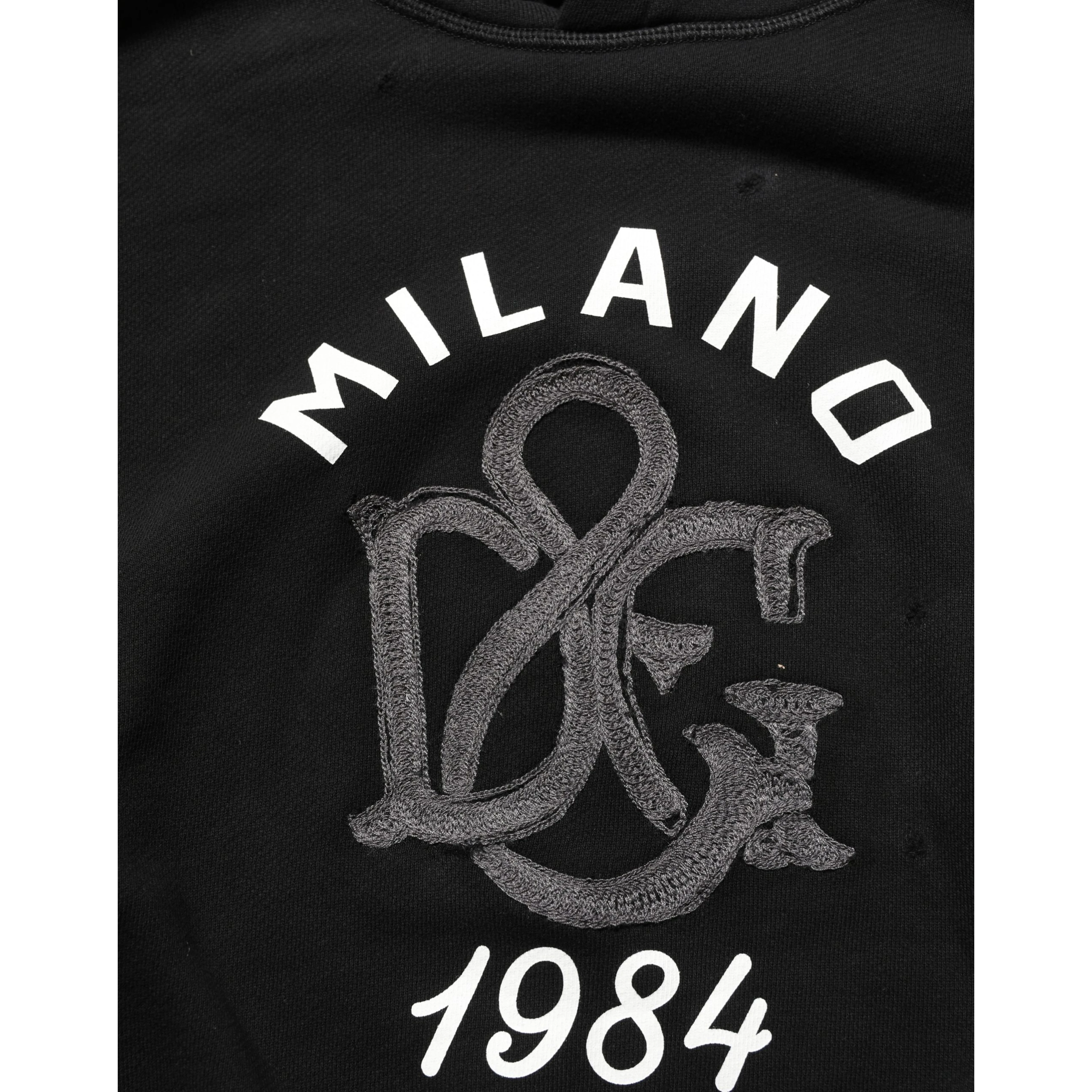 Black Cotton Milano1984 Print Hoodie Sweater
