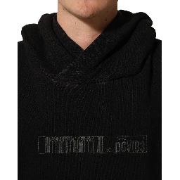 Black Cotton DGVIB3 Hooded Sweatshirt Sweater