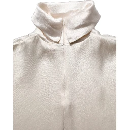 White Silk Long Sleeves Turtleneck Sweater