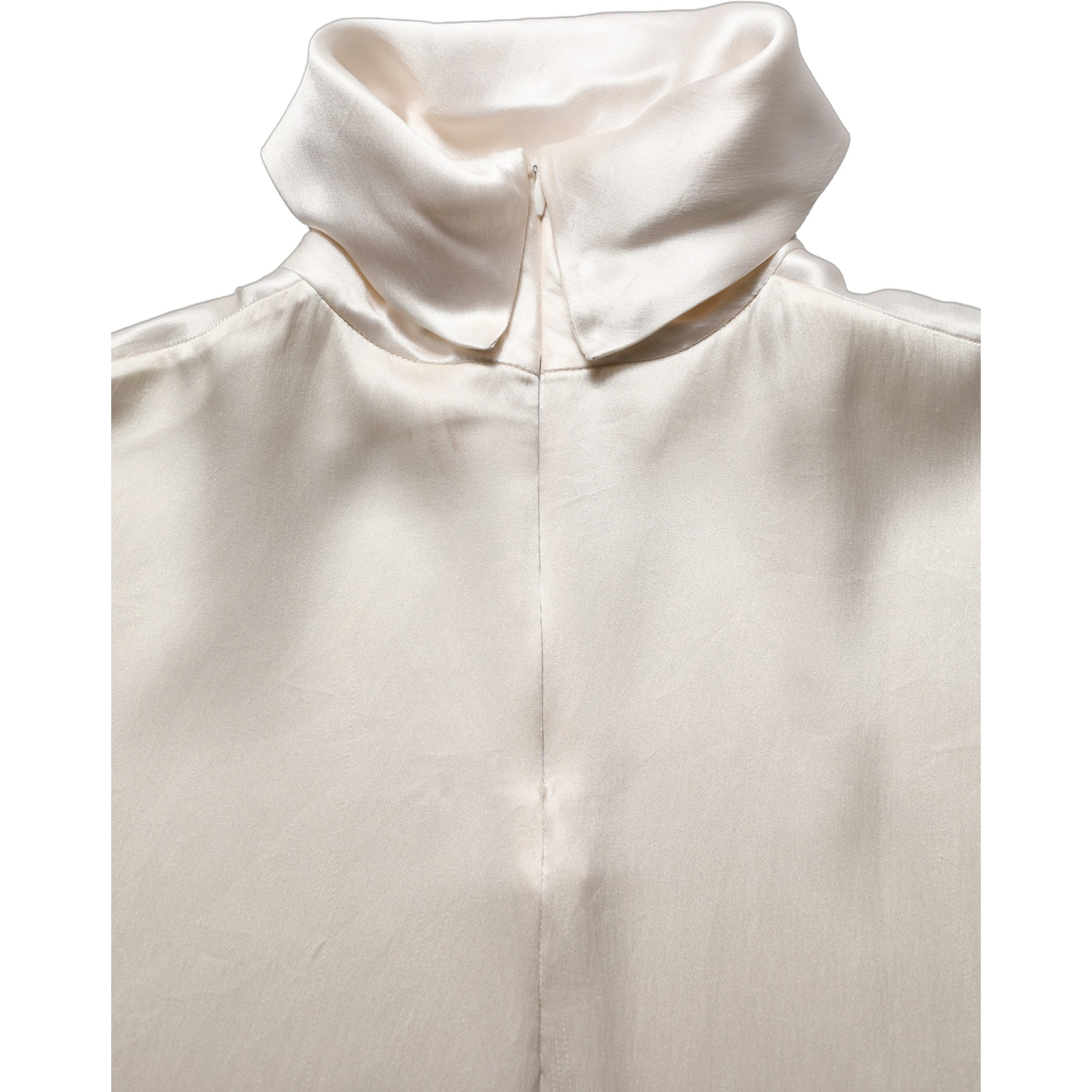 White Silk Long Sleeves Turtleneck Sweater