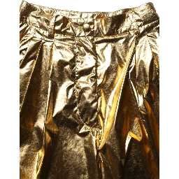 Metallic Gold High Waist Pleated Tapered Pants