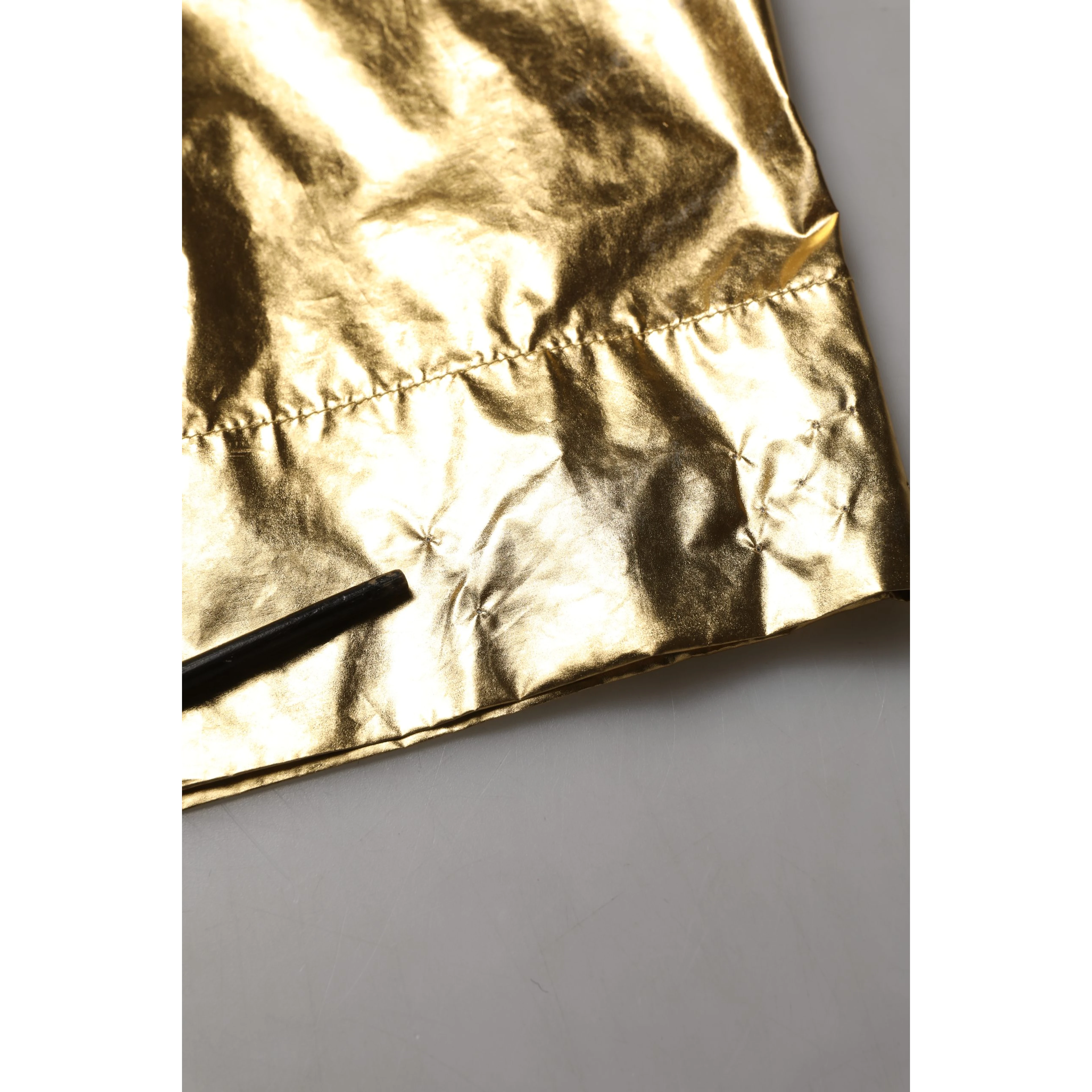 Metallic Gold High Waist Pleated Tapered Pants