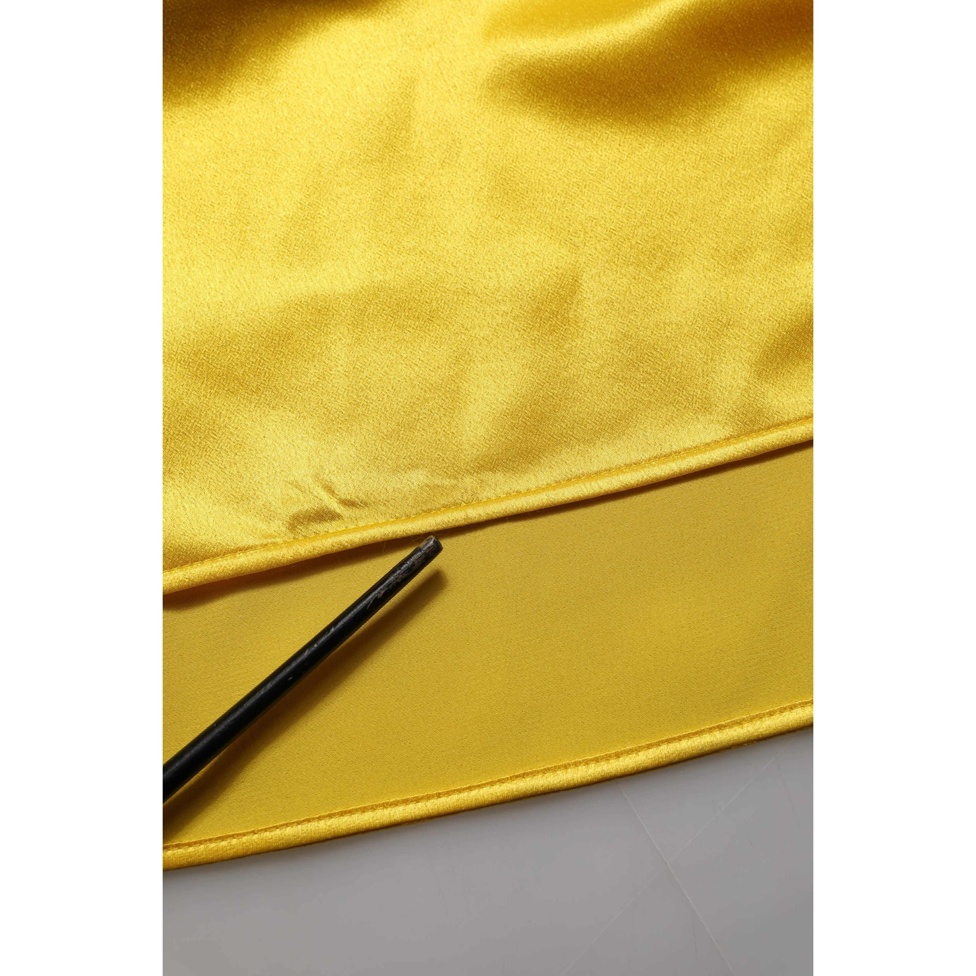 Yellow Silk Collared Button Down Maxi Dress