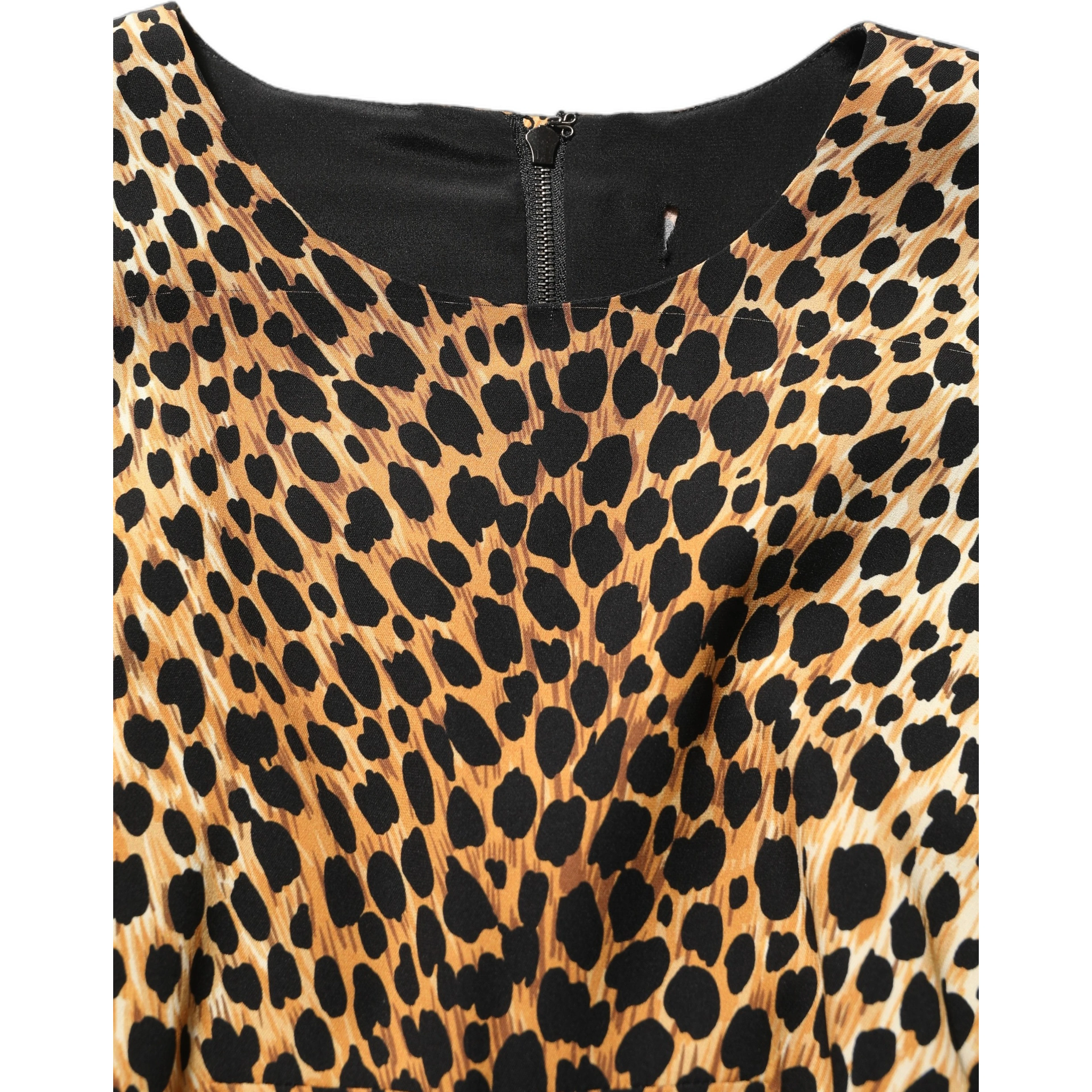 Brown Leopard Print Silk Sheath Midi Dress
