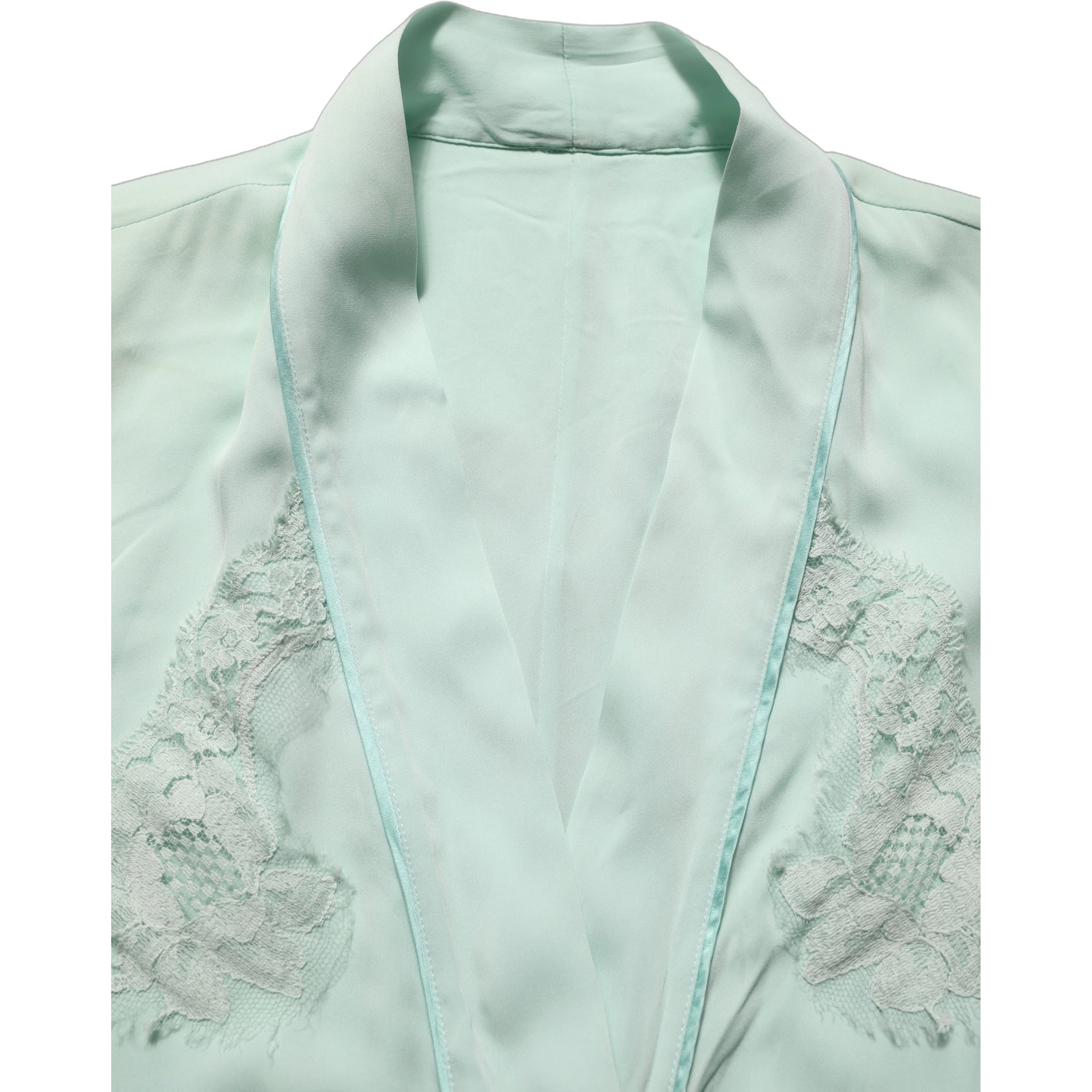 Mint Green Silk Lace Trim Abaya Maxi Dress