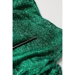 Metallic Green Sleeveless Plissé Gown Dress