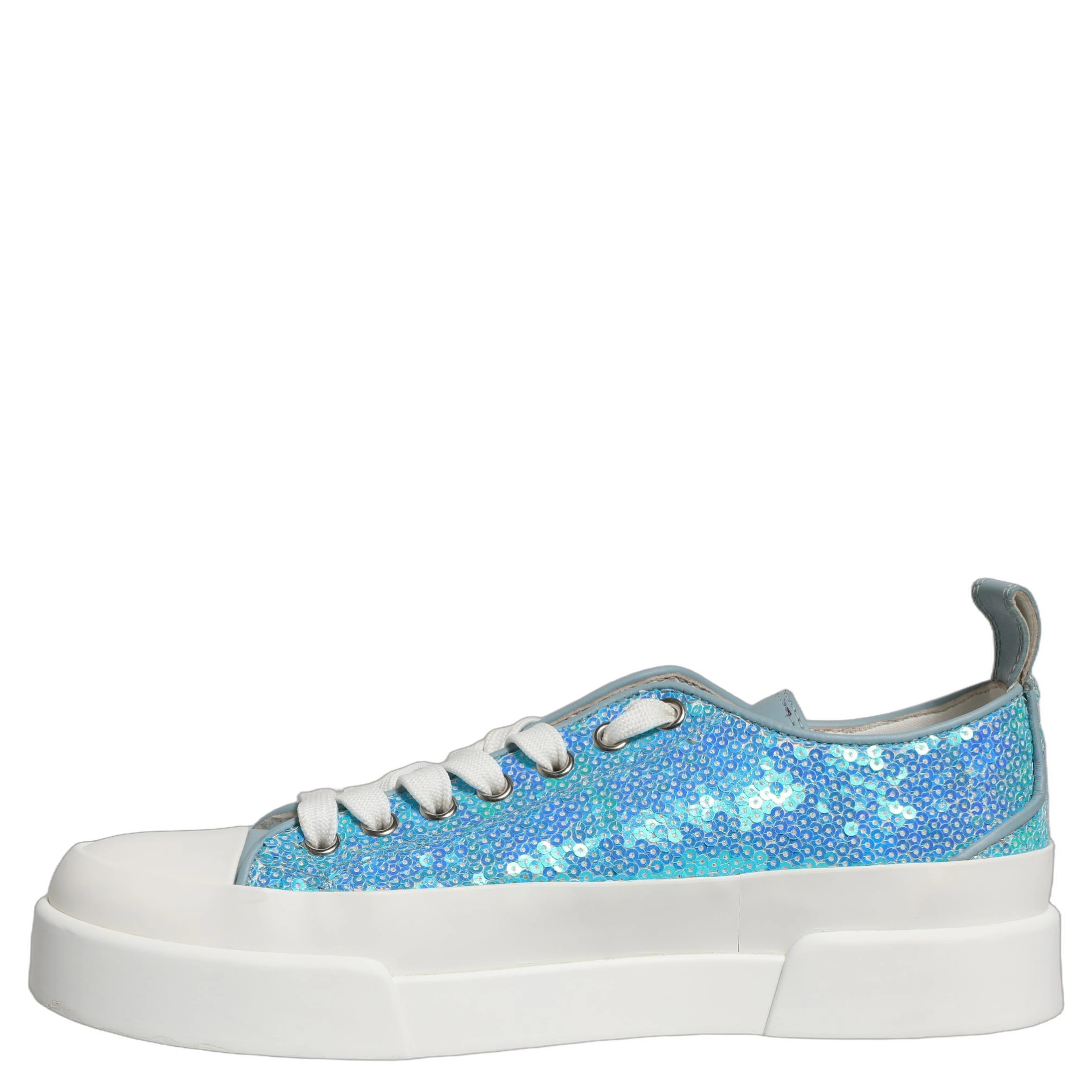 Blue White Sequin Logo Low Top Sneakers Shoes