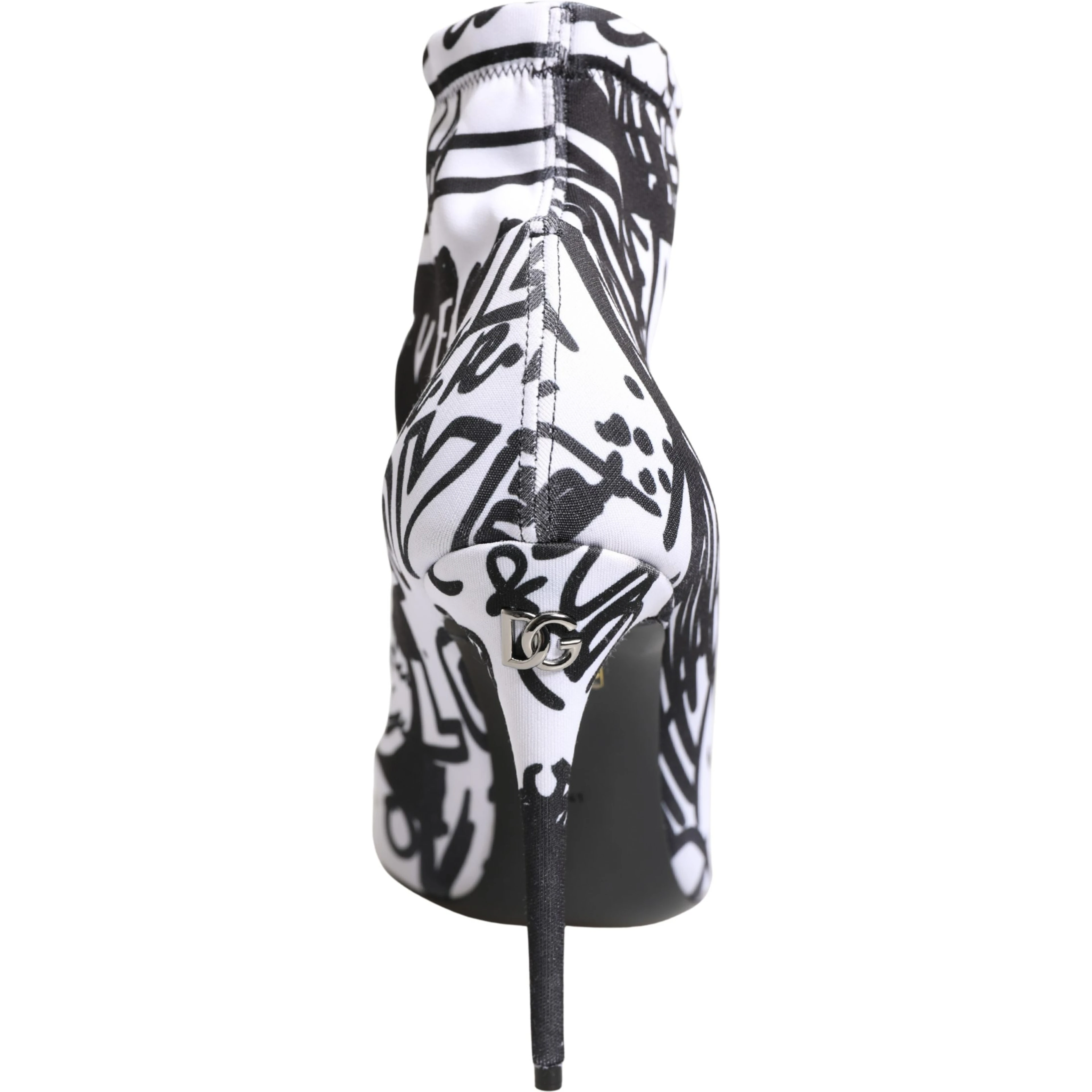 White Graffiti Stretch Ankle Boots Shoes