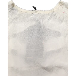 Off White Silk Sheer Round Neck Short Sleeves Blouse Top