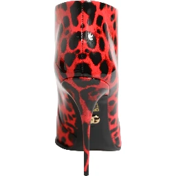 Red Leopard Cardinale Ankle Boots Shoes