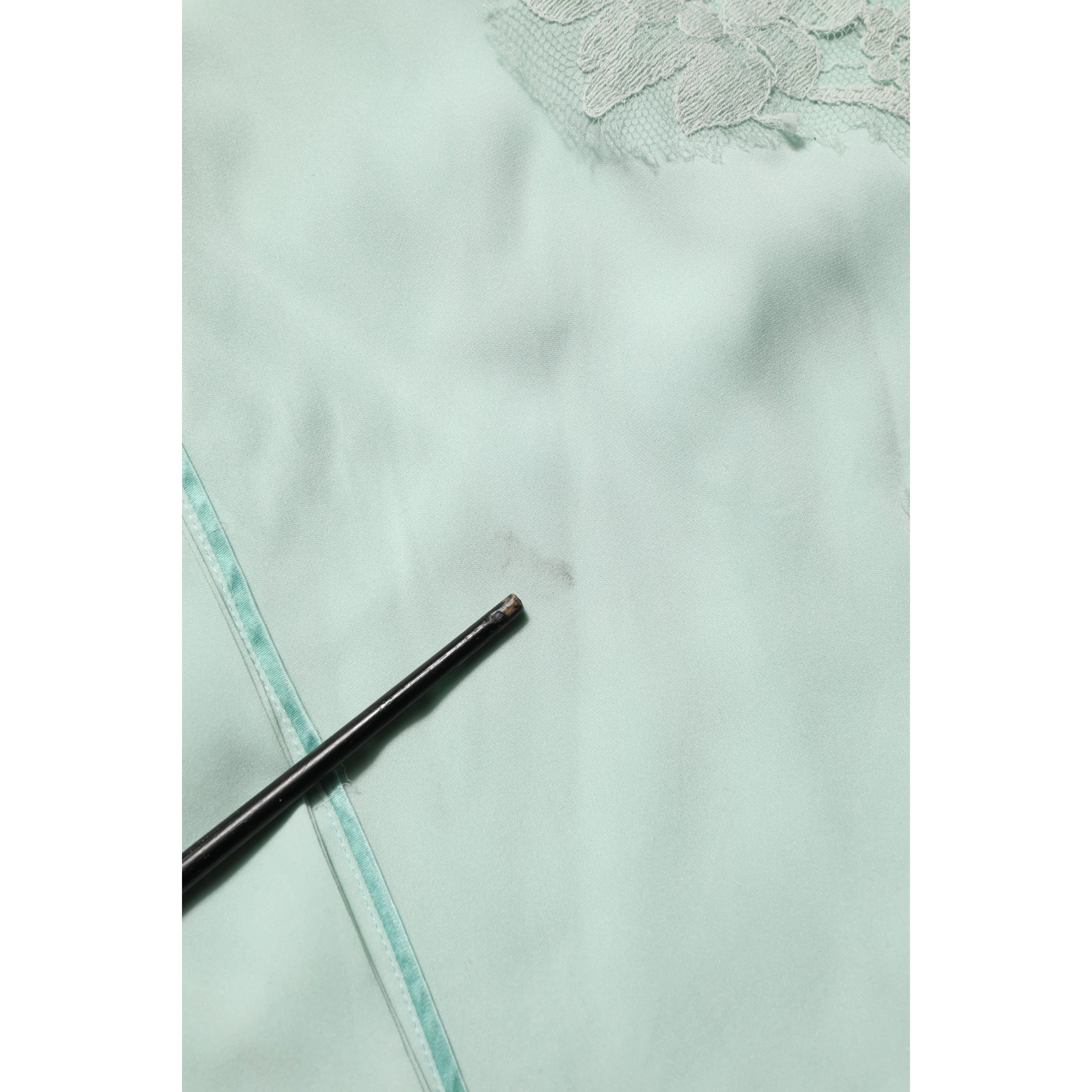 Mint Green Silk Lace Trim Abaya Maxi Dress