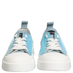 Blue White Sequin Logo Low Top Sneakers Shoes