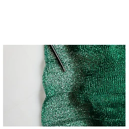 Metallic Green Sleeveless Plissé Gown Dress