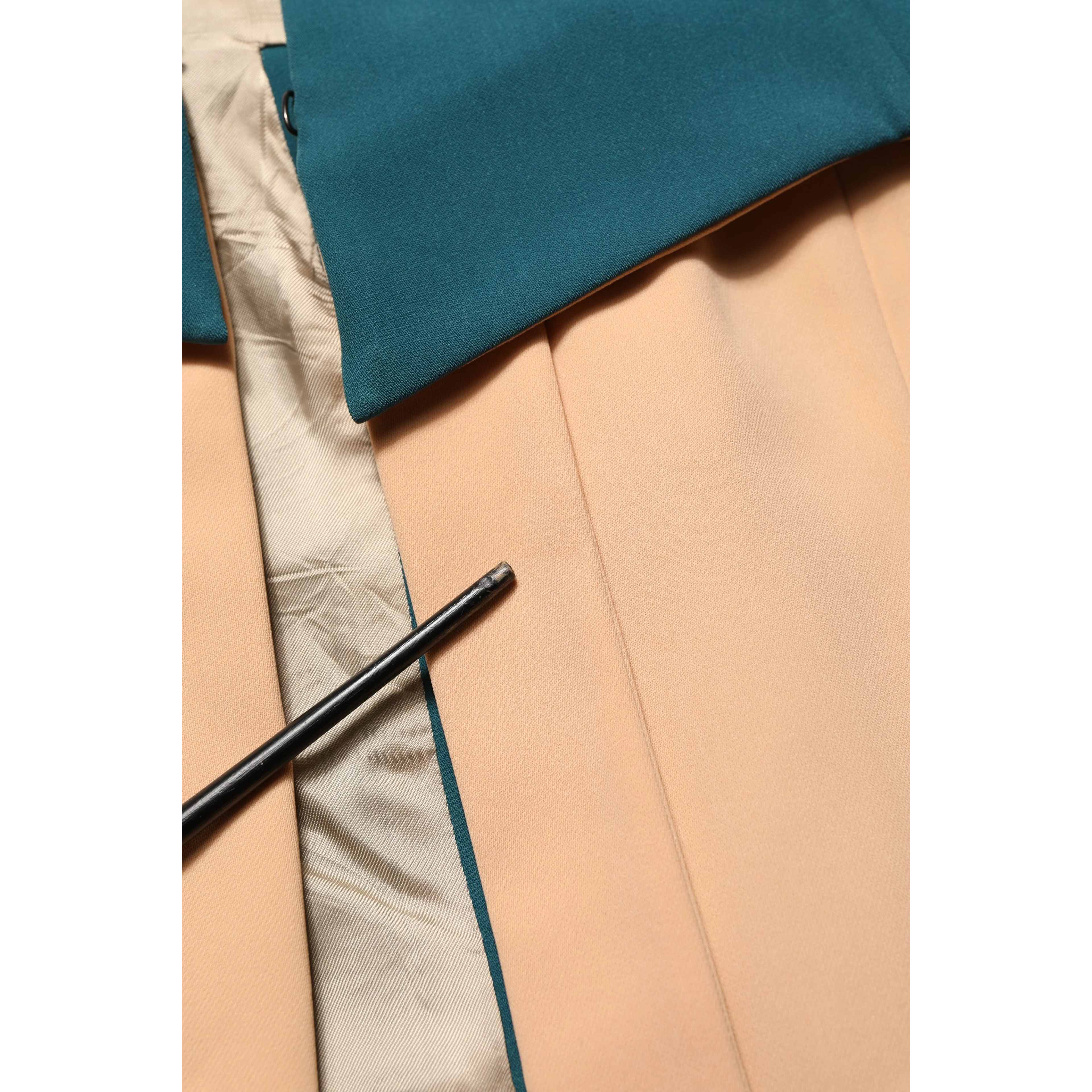 Dark Green Beige Polyester Overcoat Women Blazer Jacket