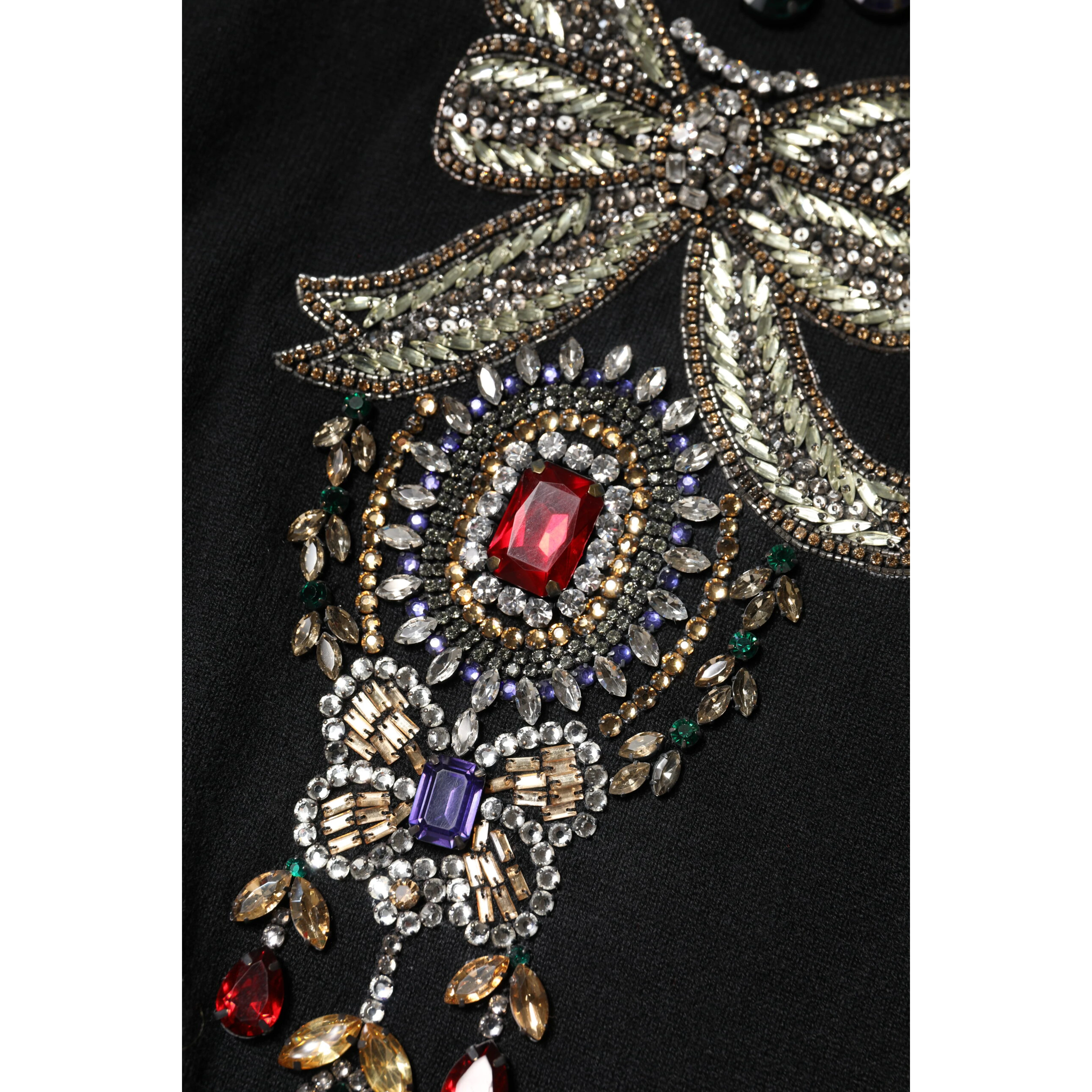 Black Cashmere Crystal Embellished Sweater