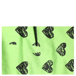 Green Heart Print Cotton Crew Neck T-shirt