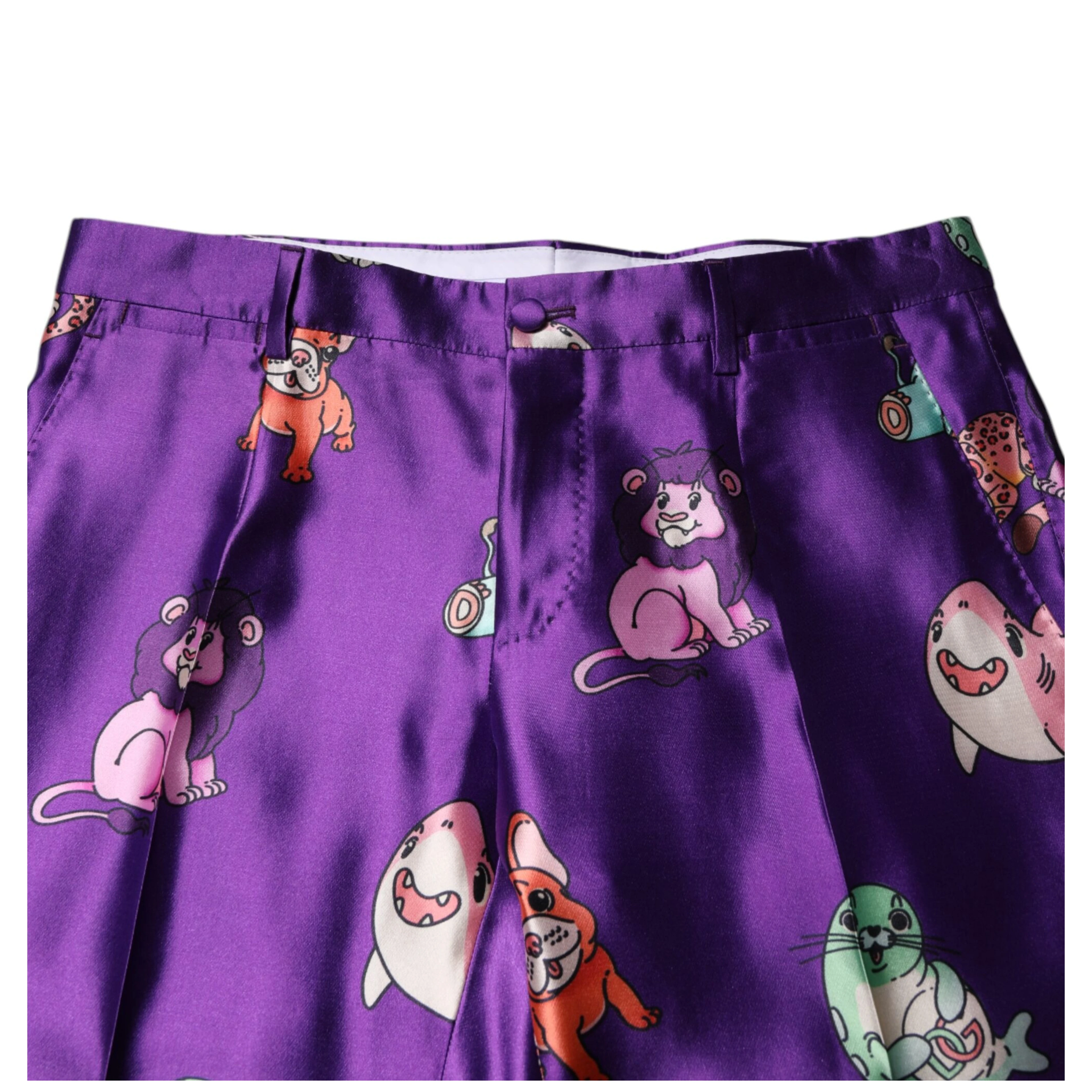 Purple Silk Animal Print 3 Piece Suit
