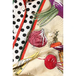 Multicolor Vegetables Silk Long Sleeves Top