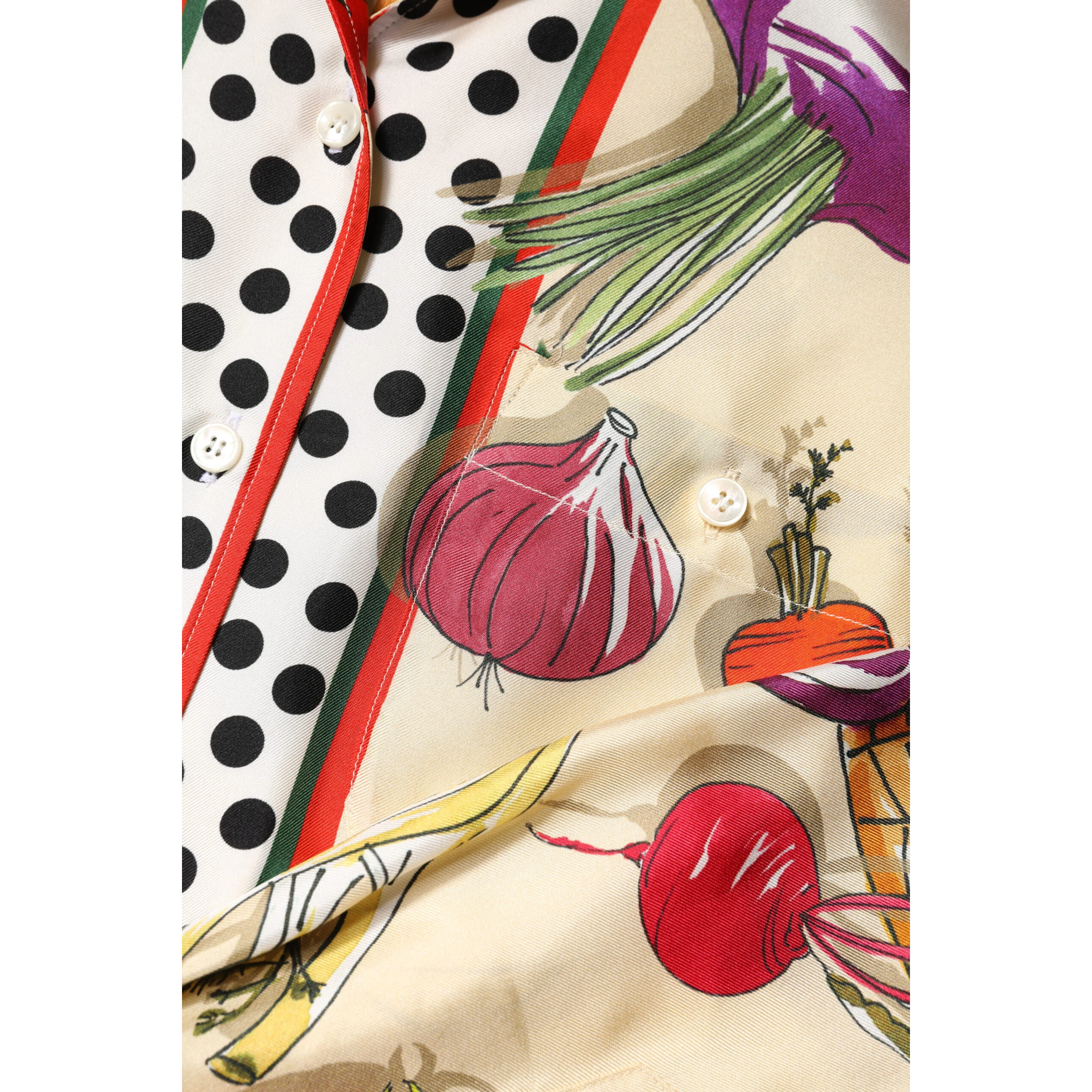 Multicolor Vegetables Silk Long Sleeves Top