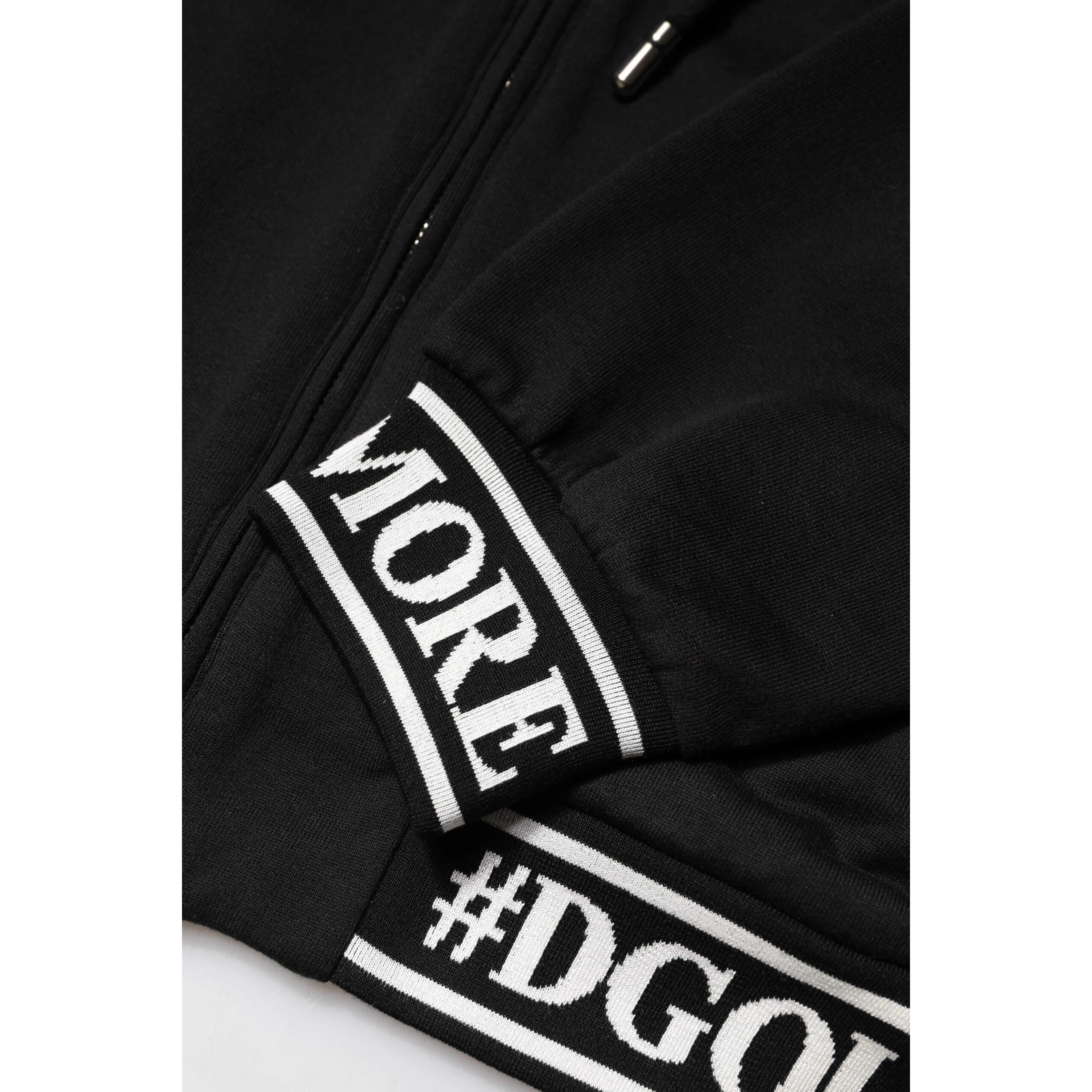 Black Cotton Hooded Full Zip Sweatshirt Sweater