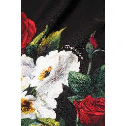 Black Floral Print Sleeveless Sheath Dress