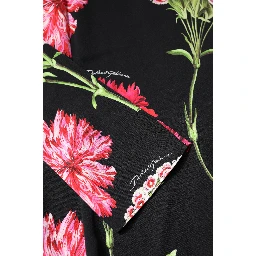 Black Floral Long Sleeve Women Blouse Top