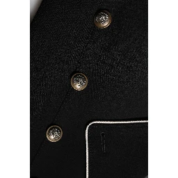 Black Wool Double Breasted Blazer Jacket