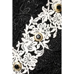 Black Floral Lace Embellished Mini Dress