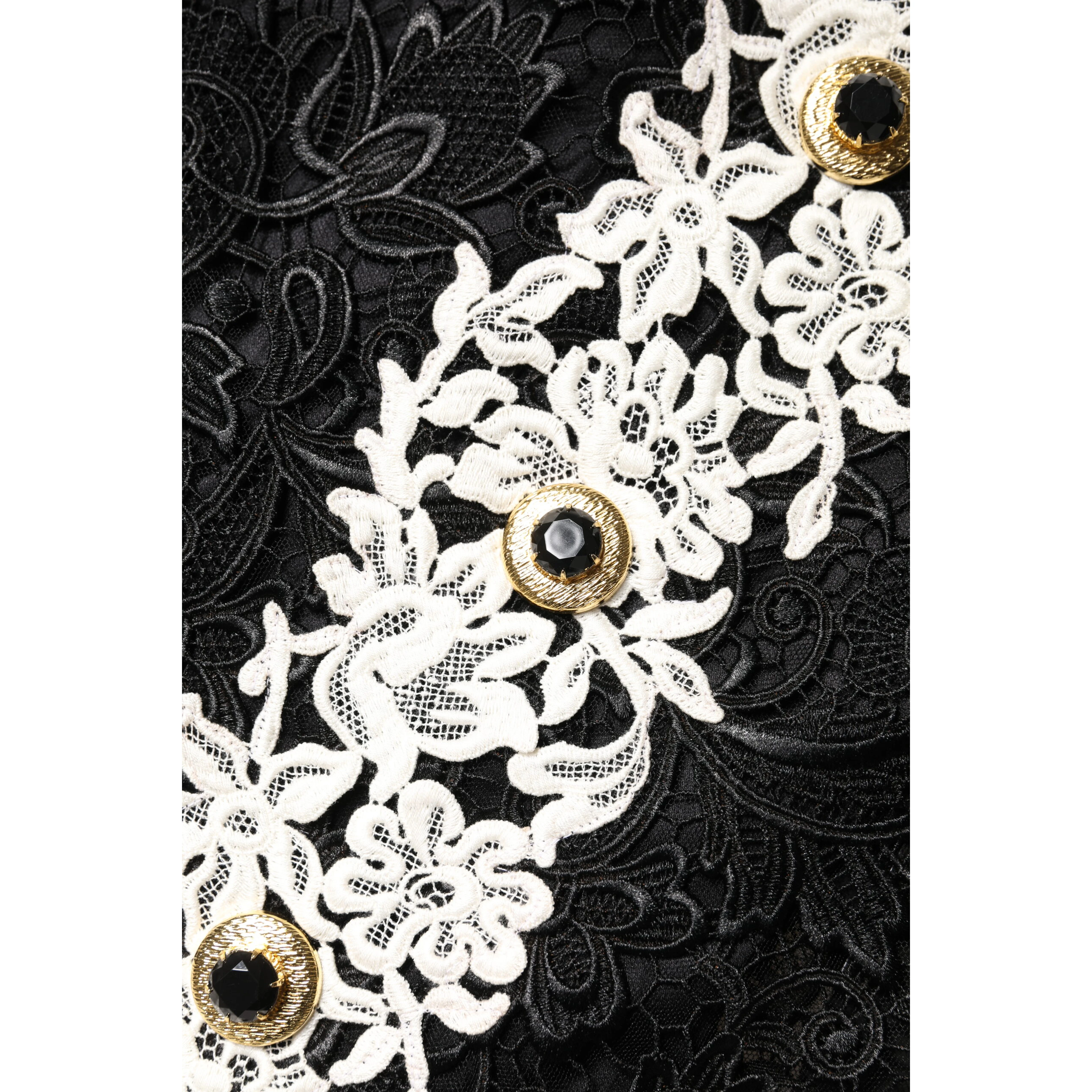 Black Floral Lace Embellished Mini Dress